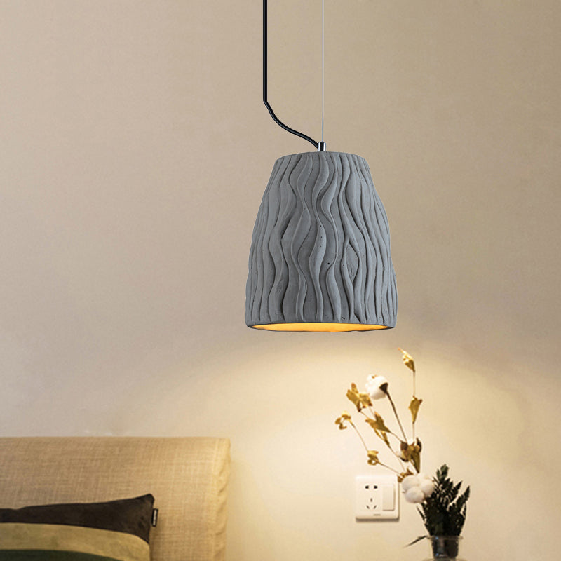Grey Dome Ceiling Light Vintage Cement 1 Head Coffee House Hanging Lamp Fixture, 6"/10" Wide Clearhalo 'Ceiling Lights' 'Industrial Pendants' 'Industrial' 'Middle Century Pendants' 'Pendant Lights' 'Pendants' 'Tiffany' Lighting' 737909