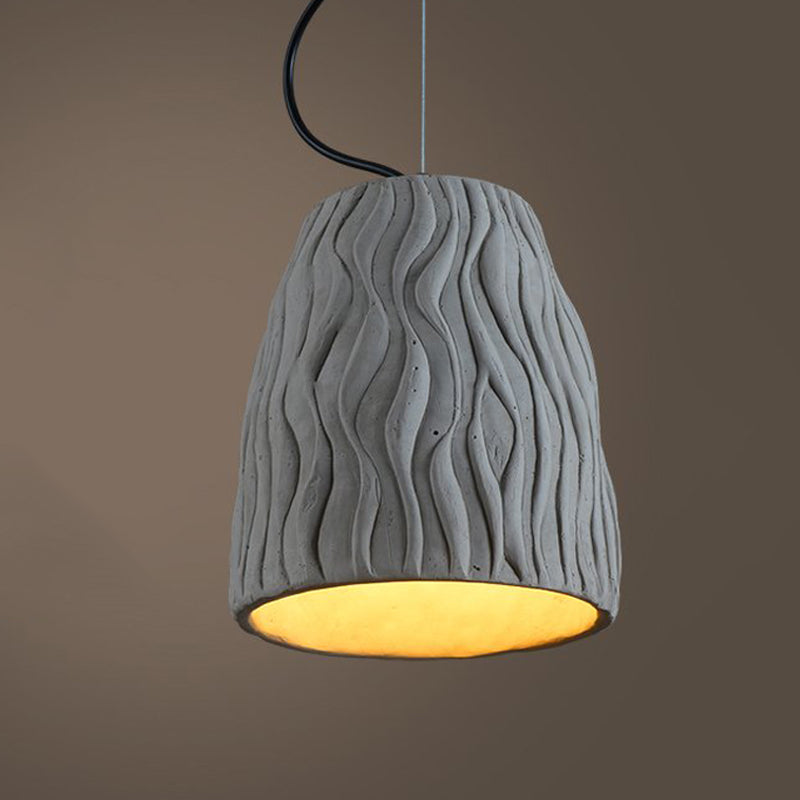 Grey Dome Ceiling Light Vintage Cement 1 Head Coffee House Hanging Lamp Fixture, 6"/10" Wide Clearhalo 'Ceiling Lights' 'Industrial Pendants' 'Industrial' 'Middle Century Pendants' 'Pendant Lights' 'Pendants' 'Tiffany' Lighting' 737911