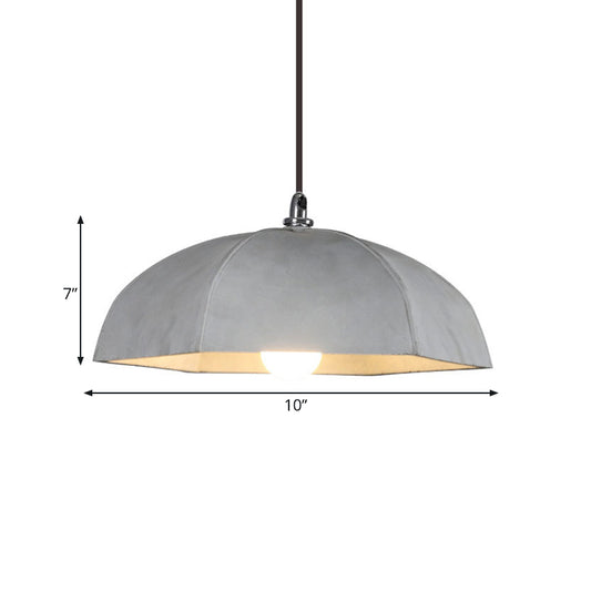 1 Bulb Umbrella Pendant Lighting Vintage Grey Cement Hanging Ceiling Lamp for Restaurant Clearhalo 'Ceiling Lights' 'Industrial Pendants' 'Industrial' 'Middle Century Pendants' 'Pendant Lights' 'Pendants' 'Tiffany' Lighting' 737938