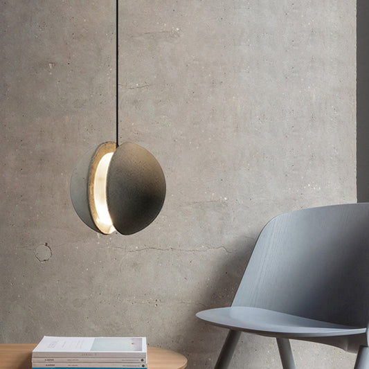 Sphere Cement Hanging Pendant Light Vintage 1-Light Living Room Ceiling Lamp in Grey Grey Clearhalo 'Ceiling Lights' 'Industrial Pendants' 'Industrial' 'Middle Century Pendants' 'Pendant Lights' 'Pendants' 'Tiffany' Lighting' 737955