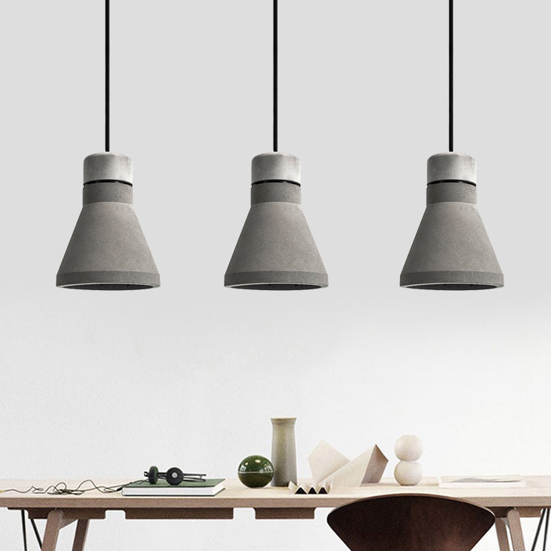 Cement Flared Pendant Ceiling Light Vintage 1-Head Bedroom Hanging Lamp Kit in Grey/Grey and Brown Clearhalo 'Ceiling Lights' 'Industrial Pendants' 'Industrial' 'Middle Century Pendants' 'Pendant Lights' 'Pendants' 'Tiffany' Lighting' 737960