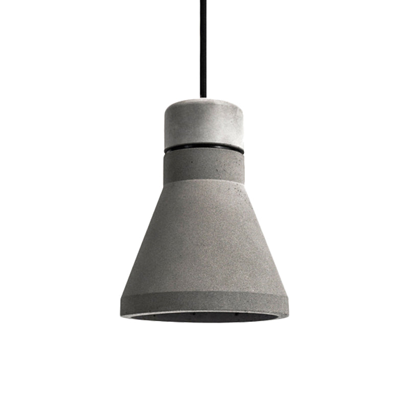 Cement Flared Pendant Ceiling Light Vintage 1-Head Bedroom Hanging Lamp Kit in Grey/Grey and Brown Clearhalo 'Ceiling Lights' 'Industrial Pendants' 'Industrial' 'Middle Century Pendants' 'Pendant Lights' 'Pendants' 'Tiffany' Lighting' 737961