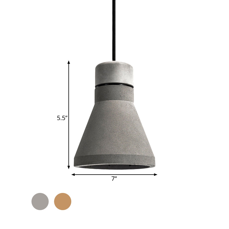 Cement Flared Pendant Ceiling Light Vintage 1-Head Bedroom Hanging Lamp Kit in Grey/Grey and Brown Clearhalo 'Ceiling Lights' 'Industrial Pendants' 'Industrial' 'Middle Century Pendants' 'Pendant Lights' 'Pendants' 'Tiffany' Lighting' 737962
