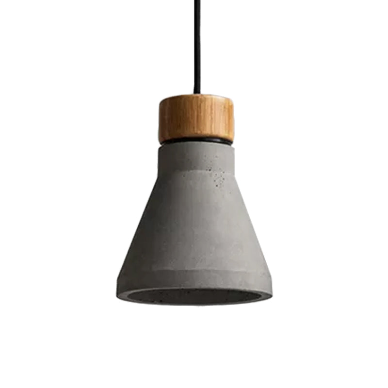 Cement Flared Pendant Ceiling Light Vintage 1-Head Bedroom Hanging Lamp Kit in Grey/Grey and Brown Clearhalo 'Ceiling Lights' 'Industrial Pendants' 'Industrial' 'Middle Century Pendants' 'Pendant Lights' 'Pendants' 'Tiffany' Lighting' 737966