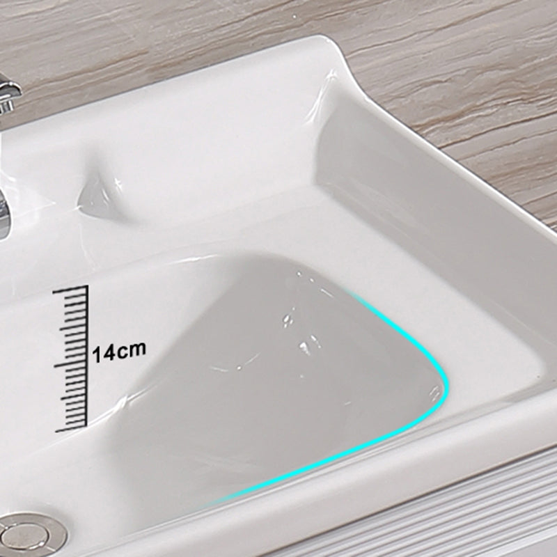 White Freestanding Vanity Rectangular 2 Doors Metal Frame Mirror Single Sink Vanity Clearhalo 'Bathroom Remodel & Bathroom Fixtures' 'Bathroom Vanities' 'bathroom_vanities' 'Home Improvement' 'home_improvement' 'home_improvement_bathroom_vanities' 7379967