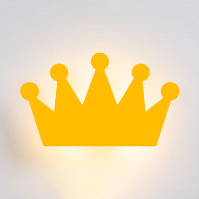 Lovely Cartoon Crown Wall Light Wood Energy-Saving LED Wall Sconce for Kid Bedroom Yellow Clearhalo 'Wall Lamps & Sconces' 'Wall Lights' Lighting' 73801