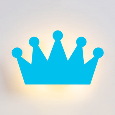 Lovely Cartoon Crown Wall Light Wood Energy-Saving LED Wall Sconce for Kid Bedroom Sky Blue Clearhalo 'Wall Lamps & Sconces' 'Wall Lights' Lighting' 73804