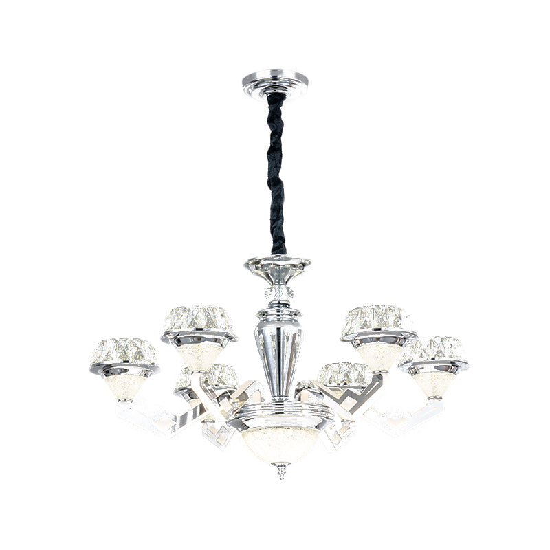 Contemporary Diamond Ceiling Chandelier 6/8 Bulbs Beveled Crystal Suspension Pendant Light in Chrome Clearhalo 'Ceiling Lights' 'Chandeliers' 'Modern Chandeliers' 'Modern' Lighting' 738047