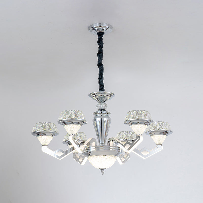 Contemporary Diamond Ceiling Chandelier 6/8 Bulbs Beveled Crystal Suspension Pendant Light in Chrome Clearhalo 'Ceiling Lights' 'Chandeliers' 'Modern Chandeliers' 'Modern' Lighting' 738048