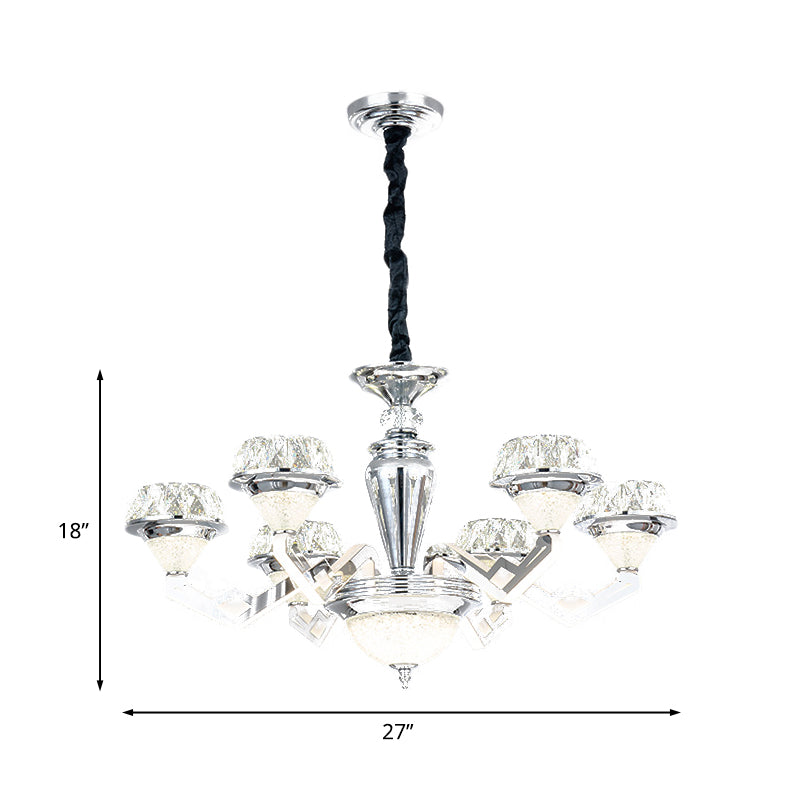 Contemporary Diamond Ceiling Chandelier 6/8 Bulbs Beveled Crystal Suspension Pendant Light in Chrome Clearhalo 'Ceiling Lights' 'Chandeliers' 'Modern Chandeliers' 'Modern' Lighting' 738049