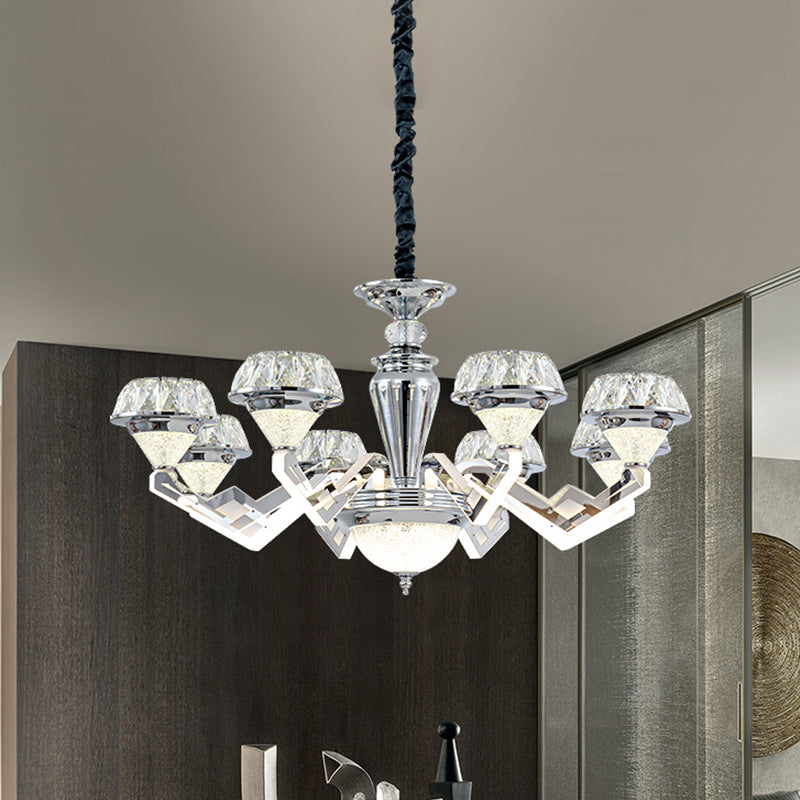 Contemporary Diamond Ceiling Chandelier 6/8 Bulbs Beveled Crystal Suspension Pendant Light in Chrome Clearhalo 'Ceiling Lights' 'Chandeliers' 'Modern Chandeliers' 'Modern' Lighting' 738051