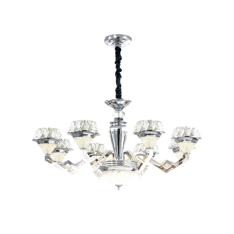 Contemporary Diamond Ceiling Chandelier 6/8 Bulbs Beveled Crystal Suspension Pendant Light in Chrome Clearhalo 'Ceiling Lights' 'Chandeliers' 'Modern Chandeliers' 'Modern' Lighting' 738052