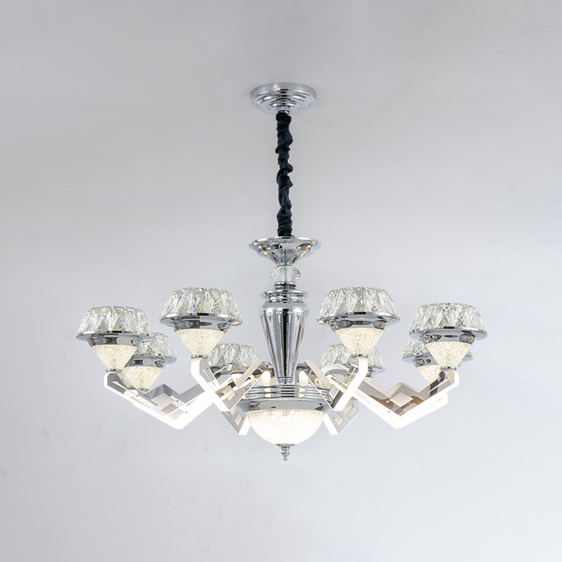 Contemporary Diamond Ceiling Chandelier 6/8 Bulbs Beveled Crystal Suspension Pendant Light in Chrome Clearhalo 'Ceiling Lights' 'Chandeliers' 'Modern Chandeliers' 'Modern' Lighting' 738053