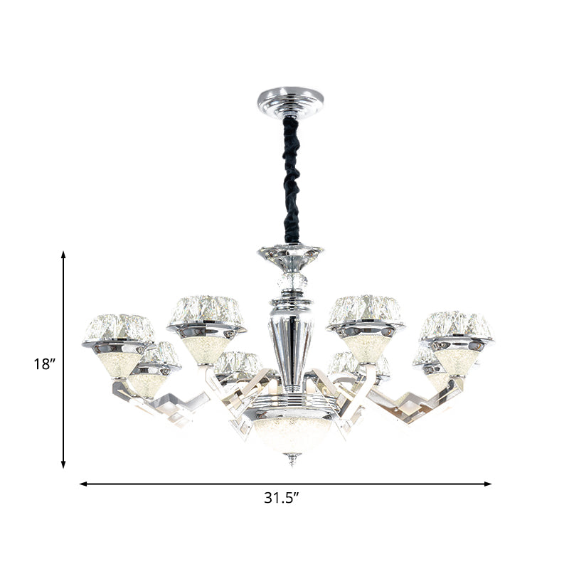 Contemporary Diamond Ceiling Chandelier 6/8 Bulbs Beveled Crystal Suspension Pendant Light in Chrome Clearhalo 'Ceiling Lights' 'Chandeliers' 'Modern Chandeliers' 'Modern' Lighting' 738054