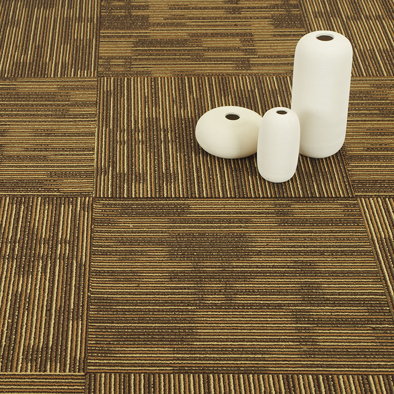 Modern Carpet Tiles Level Loop Self Adhesive Fire Resistant Tiles and Carpet Yellow-Brown 1 Set for Wallboard (32 Pieces * 1) Clearhalo 'Carpet Tiles & Carpet Squares' 'carpet_tiles_carpet_squares' 'Flooring 'Home Improvement' 'home_improvement' 'home_improvement_carpet_tiles_carpet_squares' Walls and Ceiling' 7380604