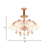 3/6 Heads Floral Ceiling Chandelier Traditional Gold Crystal Hanging Pendant Lamp for Bedroom Clearhalo 'Ceiling Lights' 'Chandeliers' Lighting' options 738071