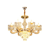 Crystal Block Round Hanging Chandelier Modernist 6/8 Lights Living Room Ceiling Pendant Lamp in Gold Clearhalo 'Ceiling Lights' 'Chandeliers' 'Modern Chandeliers' 'Modern' Lighting' 738078