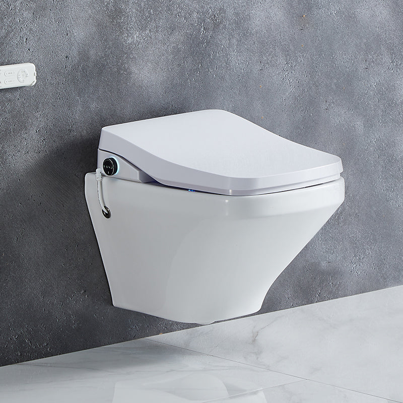 Elongated Wall Mounted Bidet 18.1" H Cotton White Smart Bidet with Warm Air Dryer Smart Cover Clearhalo 'Bathroom Remodel & Bathroom Fixtures' 'Bidets' 'Home Improvement' 'home_improvement' 'home_improvement_bidets' 'Toilets & Bidets' 7381024