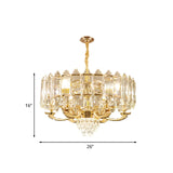 10 Lights Crystal Pendant Light Fixture Modernism Gold Drum Living Room Chandelier Lamp Clearhalo 'Ceiling Lights' 'Chandeliers' 'Modern Chandeliers' 'Modern' Lighting' 738149