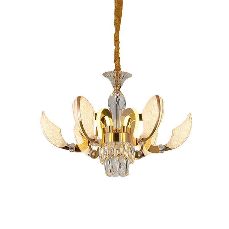 Modernism Shell Shaped Pendant Chandelier 6 Lights Crystal Hanging Light Kit in Gold Clearhalo 'Ceiling Lights' 'Chandeliers' 'Modern Chandeliers' 'Modern' Lighting' 738168