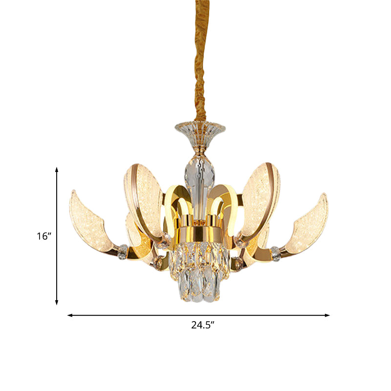 Modernism Shell Shaped Pendant Chandelier 6 Lights Crystal Hanging Light Kit in Gold Clearhalo 'Ceiling Lights' 'Chandeliers' 'Modern Chandeliers' 'Modern' Lighting' 738170