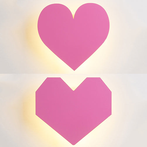 Pink Finish Heart Wall Lighting Lovely Wood LED Sconce Light for Baby Girls Bedroom Hallway Clearhalo 'Wall Lamps & Sconces' 'Wall Lights' Lighting' 73820