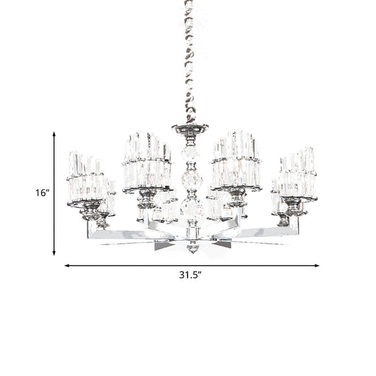 Silver 6/8-Bulb Hanging Lighting Modernism Crystal Arc Chandelier Lamp Fixture with Radial Design Clearhalo 'Ceiling Lights' 'Chandeliers' 'Modern Chandeliers' 'Modern' Lighting' 738203