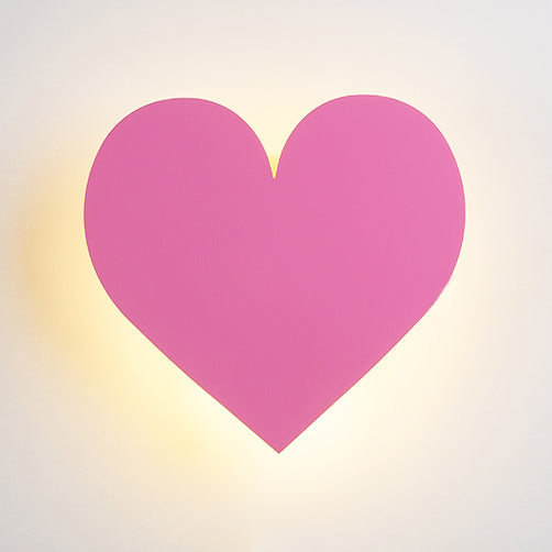 Pink Finish Heart Wall Lighting Lovely Wood LED Sconce Light for Baby Girls Bedroom Hallway Pink A Clearhalo 'Wall Lamps & Sconces' 'Wall Lights' Lighting' 73821