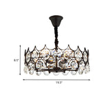 Circle Beveled Crystal Chandelier Traditional 6 Lights Living Room Hanging Ceiling Light in Black Clearhalo 'Ceiling Lights' 'Chandeliers' Lighting' options 738228