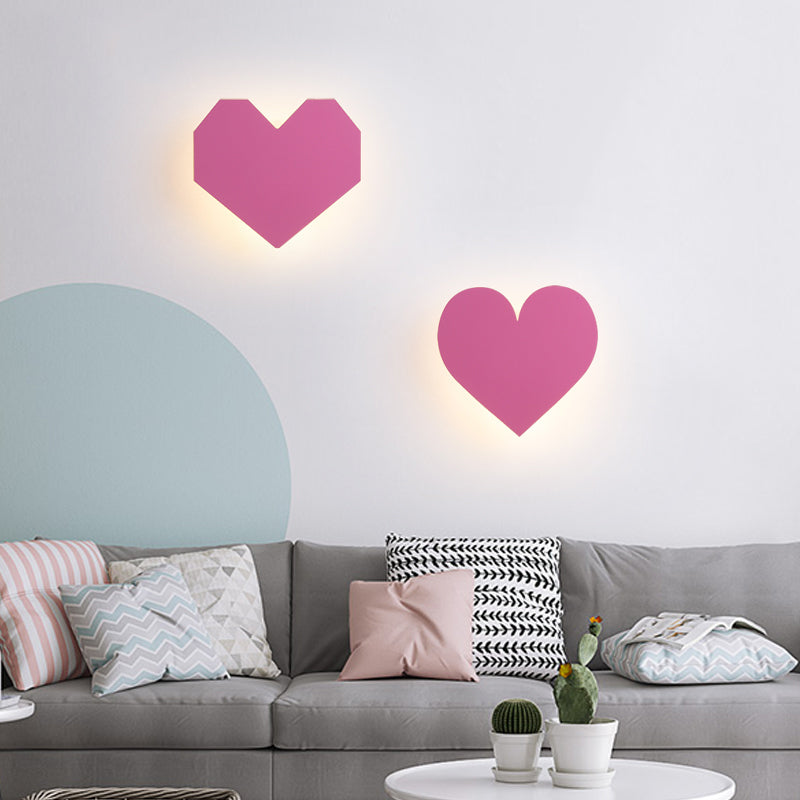 Pink Finish Heart Wall Lighting Lovely Wood LED Sconce Light for Baby Girls Bedroom Hallway Clearhalo 'Wall Lamps & Sconces' 'Wall Lights' Lighting' 73826