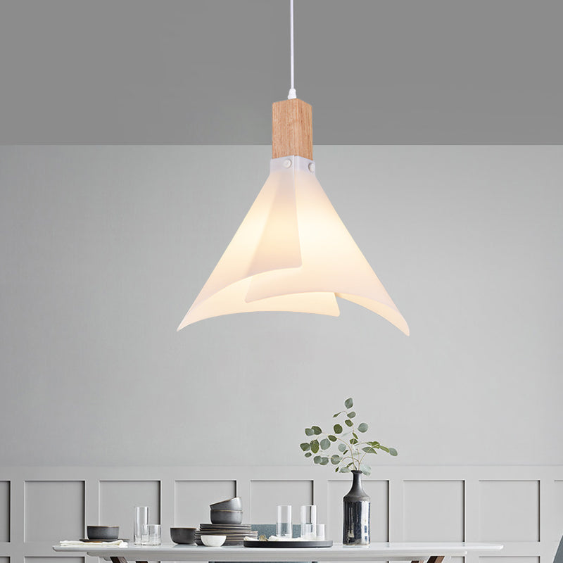 Creative Cone Ceiling Lamp Contemporary Acrylic 1-Bulb White Pendant Lighting for Living Room White Clearhalo 'Ceiling Lights' 'Modern Pendants' 'Modern' 'Pendant Lights' 'Pendants' Lighting' 738296