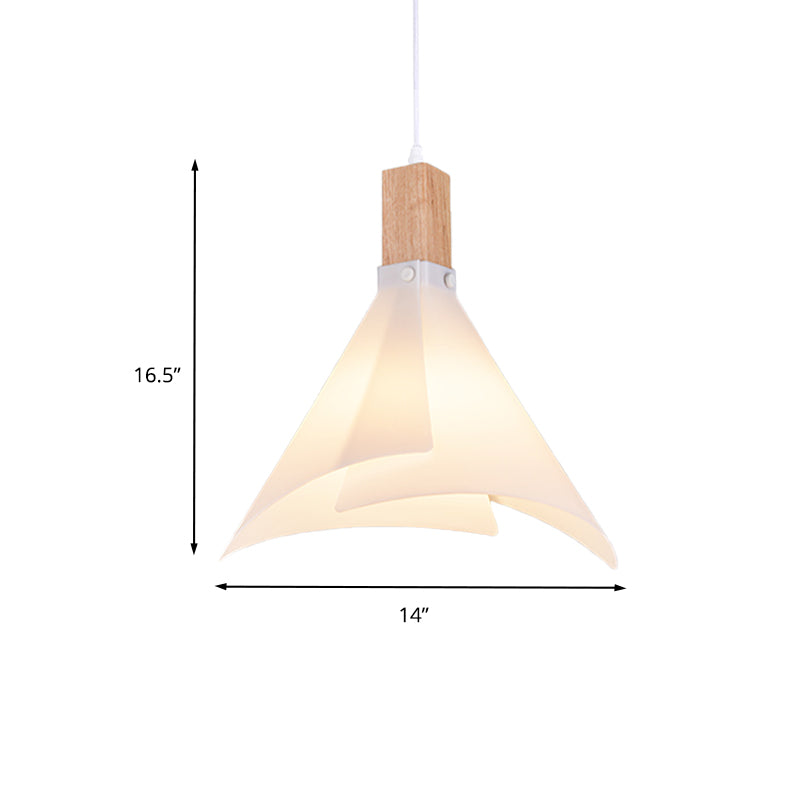 Creative Cone Ceiling Lamp Contemporary Acrylic 1-Bulb White Pendant Lighting for Living Room Clearhalo 'Ceiling Lights' 'Modern Pendants' 'Modern' 'Pendant Lights' 'Pendants' Lighting' 738299