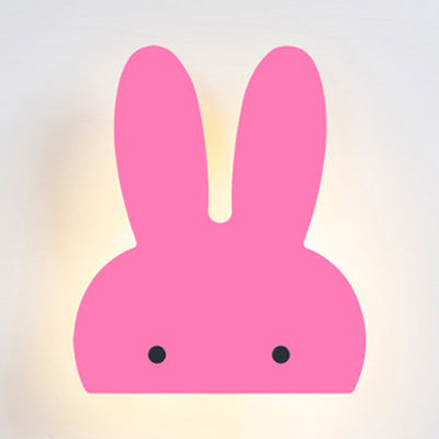 Bunny Head LED Wall Lamp Animal Wooden Sconce Lighting for Game Room Kid Bedroom Pink Clearhalo 'Wall Lamps & Sconces' 'Wall Lights' Lighting' 73830