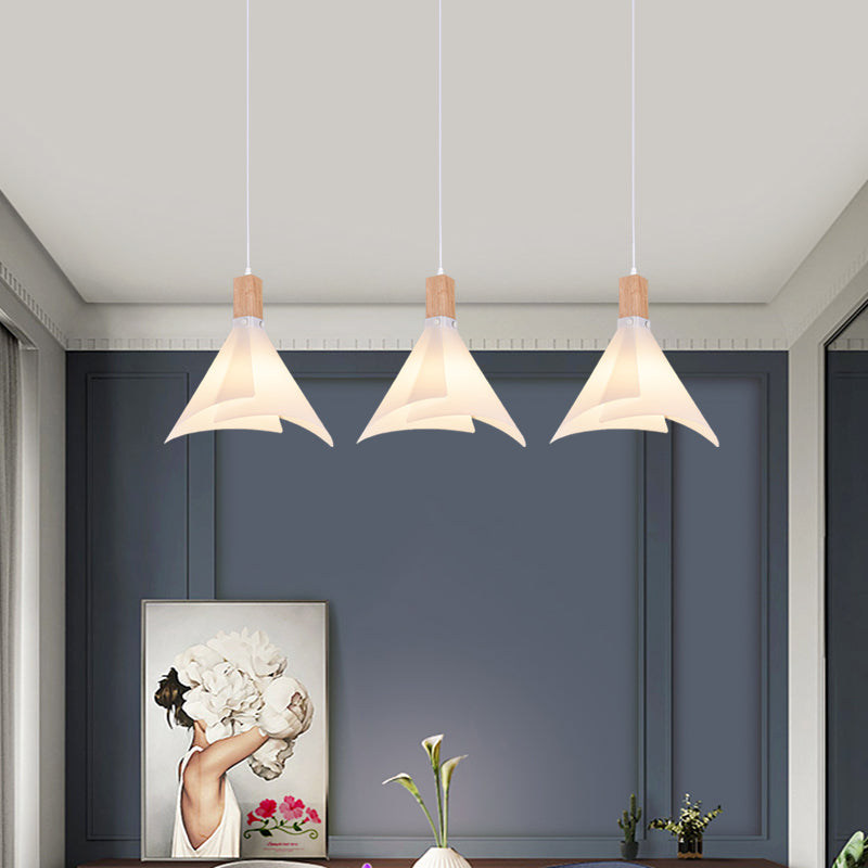 Acrylic Conical Multi Light Pendant Modernist 3 Heads White Suspension Lamp for Living Room White Clearhalo 'Ceiling Lights' 'Modern Pendants' 'Modern' 'Pendant Lights' 'Pendants' Lighting' 738300