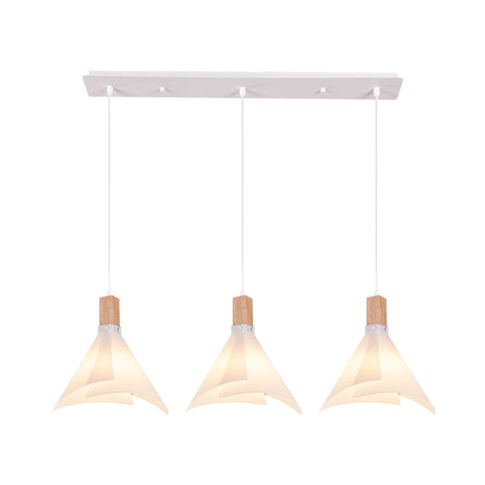 Acrylic Conical Multi Light Pendant Modernist 3 Heads White Suspension Lamp for Living Room Clearhalo 'Ceiling Lights' 'Modern Pendants' 'Modern' 'Pendant Lights' 'Pendants' Lighting' 738301