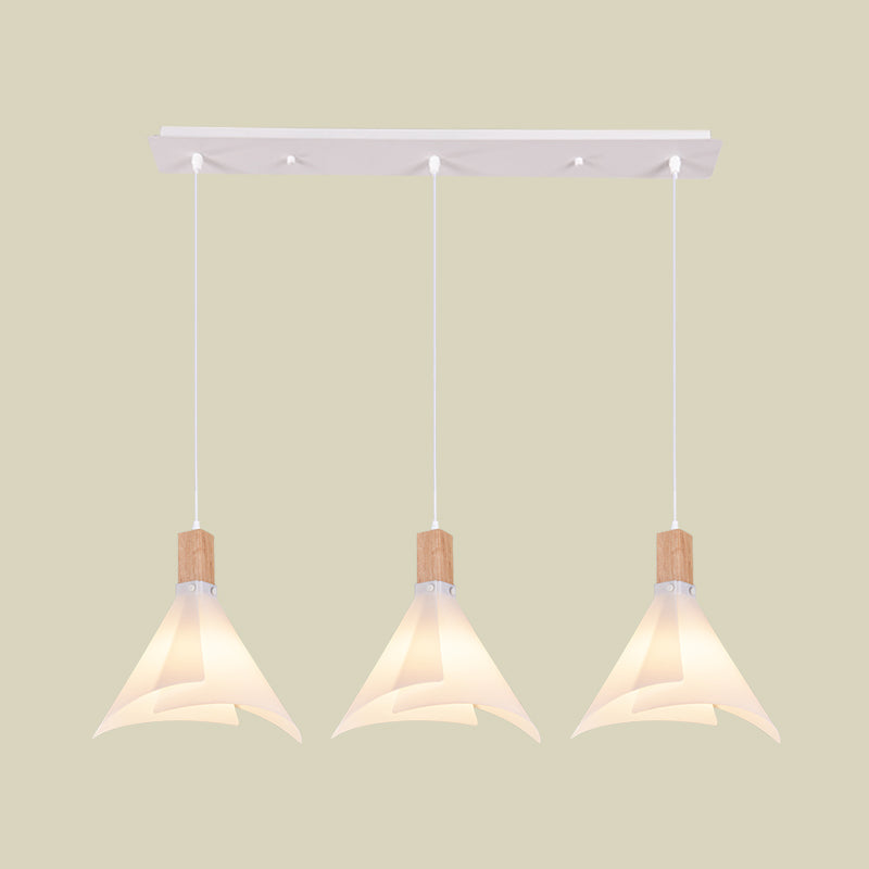 Acrylic Conical Multi Light Pendant Modernist 3 Heads White Suspension Lamp for Living Room Clearhalo 'Ceiling Lights' 'Modern Pendants' 'Modern' 'Pendant Lights' 'Pendants' Lighting' 738302