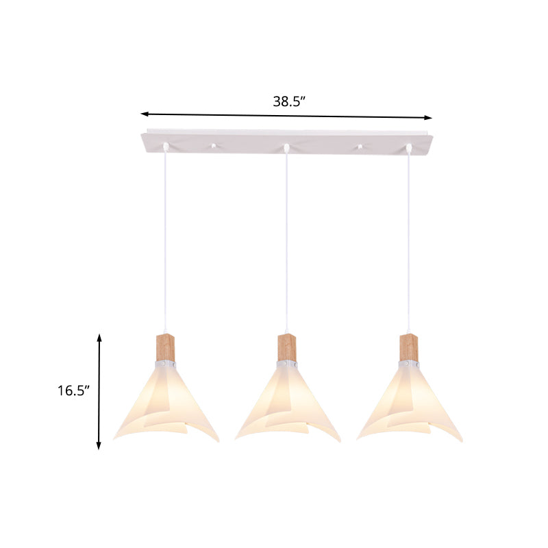 Acrylic Conical Multi Light Pendant Modernist 3 Heads White Suspension Lamp for Living Room Clearhalo 'Ceiling Lights' 'Modern Pendants' 'Modern' 'Pendant Lights' 'Pendants' Lighting' 738303