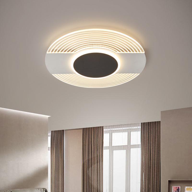 Round LED Ceiling Flush Mount Contemporary Acrylic Black Flush Light for Bedroom in Warm/White Light, 9"/12"/18" Wide Black Clearhalo 'Ceiling Lights' 'Close To Ceiling Lights' 'Close to ceiling' 'Flush mount' Lighting' 738312