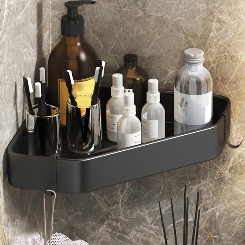 Black/White Bathroom Set Modern 1/2/3 - Piece Anti-rust Bath Shelf 13" Black 1 Piece Clearhalo 'Bathroom Hardware Sets' 'Bathroom Hardware' 'Bathroom Remodel & Bathroom Fixtures' 'bathroom_hardware_sets' 'Home Improvement' 'home_improvement' 'home_improvement_bathroom_hardware_sets' 7383182