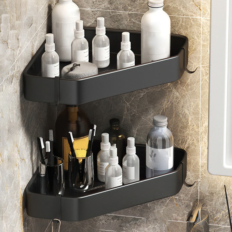 Black/White Bathroom Set Modern 1/2/3 - Piece Anti-rust Bath Shelf 13" Black 2 Piece Set Clearhalo 'Bathroom Hardware Sets' 'Bathroom Hardware' 'Bathroom Remodel & Bathroom Fixtures' 'bathroom_hardware_sets' 'Home Improvement' 'home_improvement' 'home_improvement_bathroom_hardware_sets' 7383183