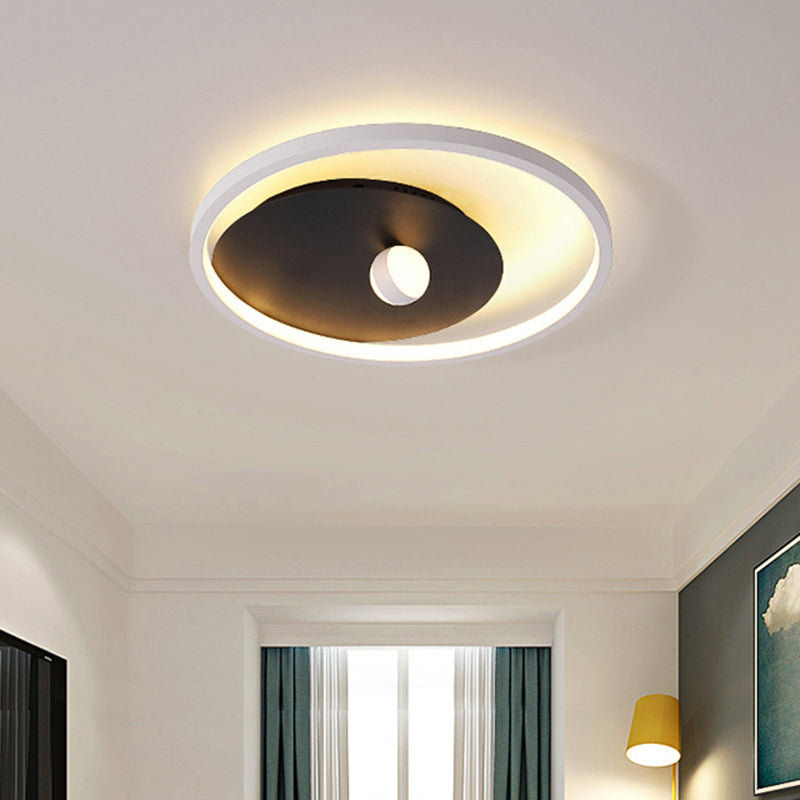 Black and White Circle Flush Mount Fixture Modernist Acrylic LED Ceiling Mounted Light with Ball Design for Bedroom Black-White Clearhalo 'Ceiling Lights' 'Close To Ceiling Lights' 'Close to ceiling' 'Flush mount' Lighting' 738323