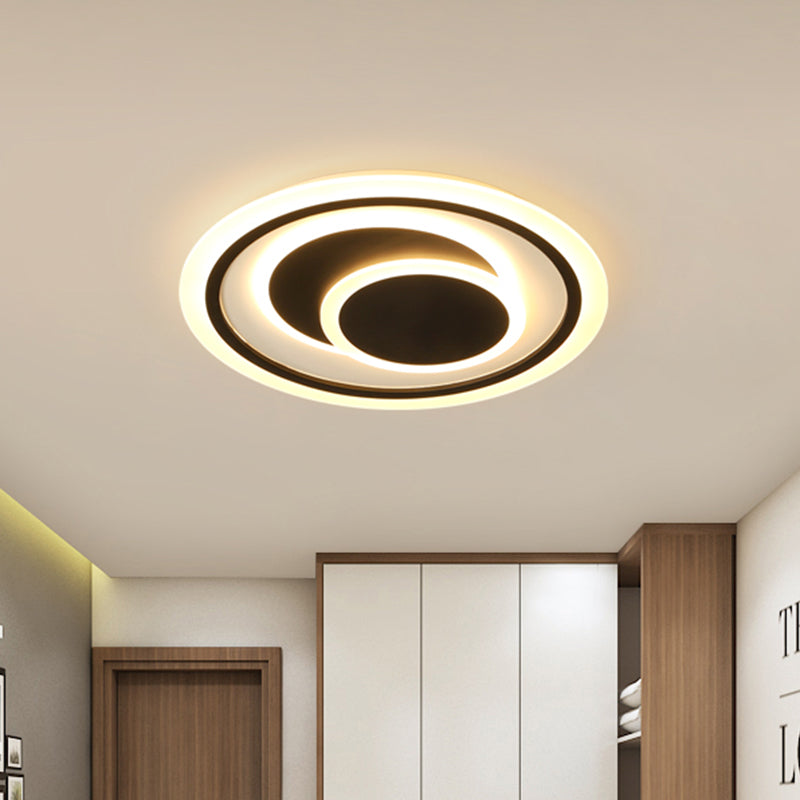 16.5"/20.5" W Simplicity Ceiling Light Fixture Black 3 Rings LED Flush Mount Lamp with Acrylic Shade for Bedroom Black Clearhalo 'Ceiling Lights' 'Close To Ceiling Lights' 'Close to ceiling' 'Flush mount' Lighting' 738358