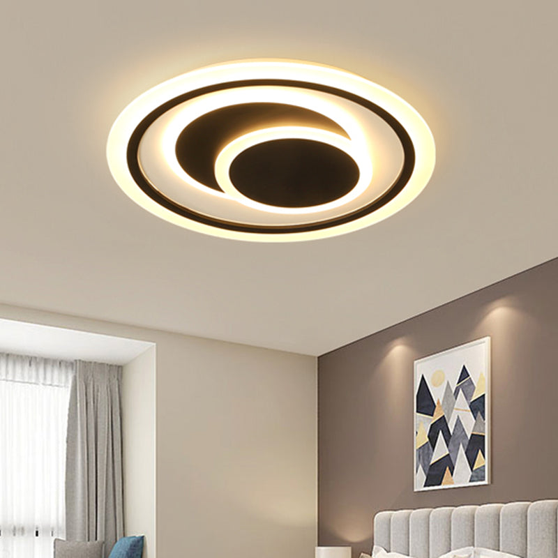 16.5"/20.5" W Simplicity Ceiling Light Fixture Black 3 Rings LED Flush Mount Lamp with Acrylic Shade for Bedroom Clearhalo 'Ceiling Lights' 'Close To Ceiling Lights' 'Close to ceiling' 'Flush mount' Lighting' 738359