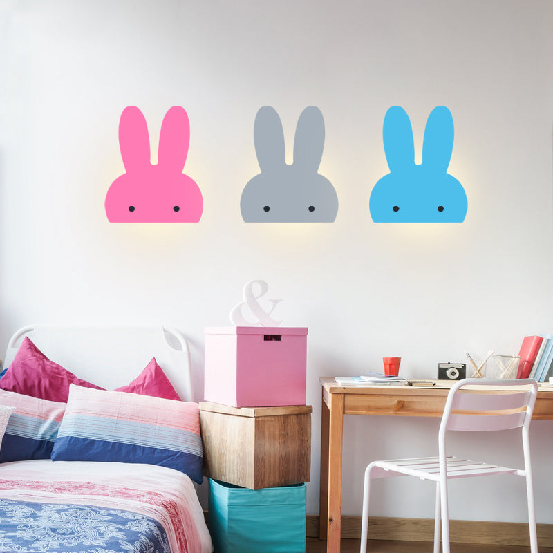 Bunny Head LED Wall Lamp Animal Wooden Sconce Lighting for Game Room Kid Bedroom Clearhalo 'Wall Lamps & Sconces' 'Wall Lights' Lighting' 73836