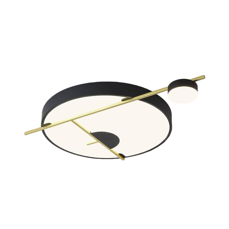 Modernist LED Flush Mount Ceiling Lamp Black and White/Gold Drum Flush Light Fixture with Acrylic Shade in Warm/White Light, 16"/19.5" Wide Clearhalo 'Ceiling Lights' 'Close To Ceiling Lights' 'Close to ceiling' 'Flush mount' Lighting' 738390