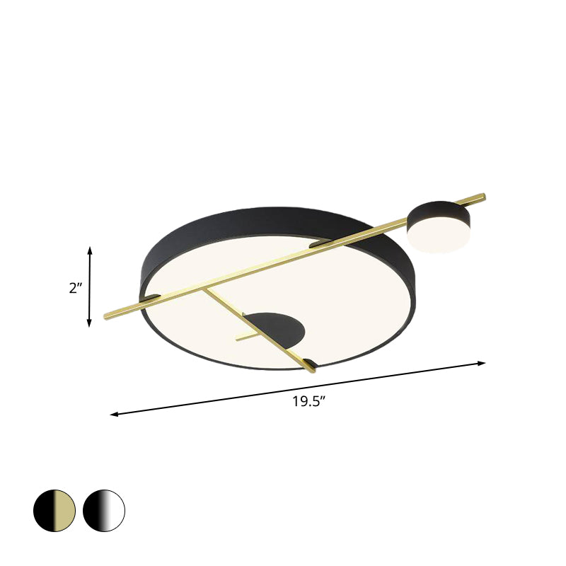 Modernist LED Flush Mount Ceiling Lamp Black and White/Gold Drum Flush Light Fixture with Acrylic Shade in Warm/White Light, 16"/19.5" Wide Clearhalo 'Ceiling Lights' 'Close To Ceiling Lights' 'Close to ceiling' 'Flush mount' Lighting' 738392