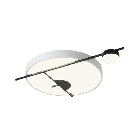 Modernist LED Flush Mount Ceiling Lamp Black and White/Gold Drum Flush Light Fixture with Acrylic Shade in Warm/White Light, 16"/19.5" Wide Clearhalo 'Ceiling Lights' 'Close To Ceiling Lights' 'Close to ceiling' 'Flush mount' Lighting' 738395