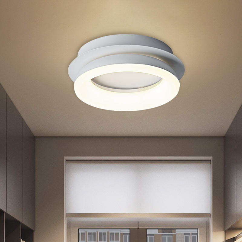 White Round/Square Flush Pendant Light Minimalist Metal LED Ceiling Mounted Fixture for Bedroom in Warm/Natural Light Clearhalo 'Ceiling Lights' 'Close To Ceiling Lights' 'Close to ceiling' 'Flush mount' Lighting' 738402