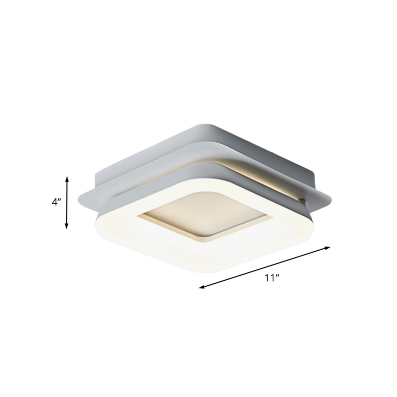 White Round/Square Flush Pendant Light Minimalist Metal LED Ceiling Mounted Fixture for Bedroom in Warm/Natural Light Clearhalo 'Ceiling Lights' 'Close To Ceiling Lights' 'Close to ceiling' 'Flush mount' Lighting' 738408