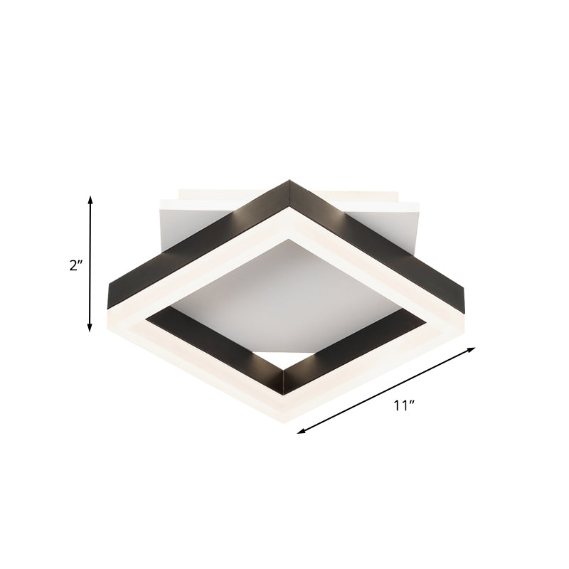 Black and White Square Ceiling Lighting Contemporary Acrylic LED Flush Mount for Bedroom in Warm/White Light Clearhalo 'Ceiling Lights' 'Close To Ceiling Lights' 'Close to ceiling' 'Flush mount' Lighting' 738412